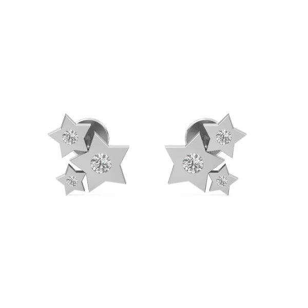 Triad Stars Minimal Diamond Studs Earrings