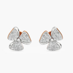 Diamond Clover Bow Diamond Studs Earrings