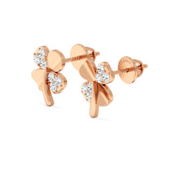 Whispering Petals Gold Diamond Studs Earrings