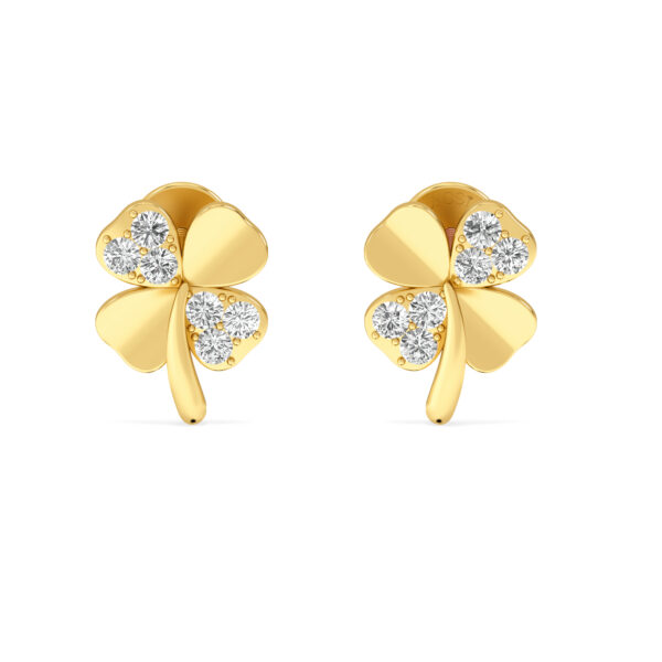 Whispering Petals Gold Diamond Studs Earrings
