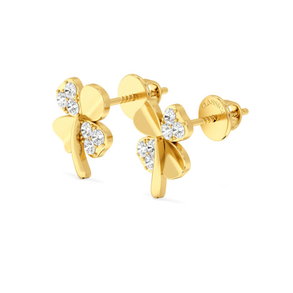 Whispering Petals Gold Diamond Studs Earrings
