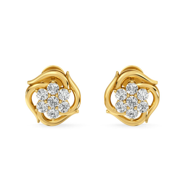Whirl Petal Diamond Studs Earrings