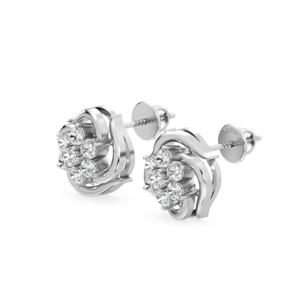 Whirl Petal Diamond Studs Earrings