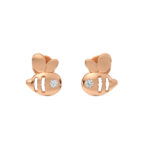 These Rose Gold Bee-Shaped Diamond Stud Earrings