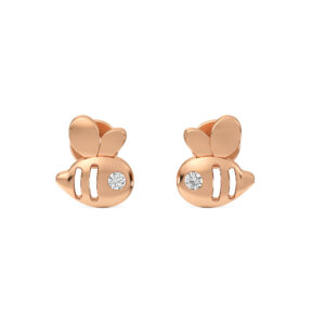 These Rose Gold Bee-Shaped Diamond Stud Earrings