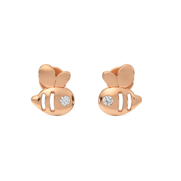 These Rose Gold Bee-Shaped Diamond Stud Earrings