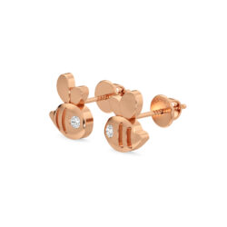 These Rose Gold Bee-Shaped Diamond Stud Earrings