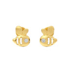 These Rose Gold Bee-Shaped Diamond Stud Earrings