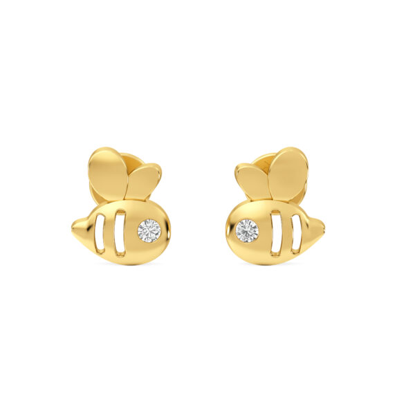These Rose Gold Bee-Shaped Diamond Stud Earrings