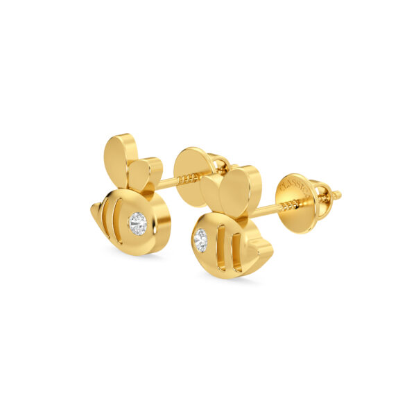 These Rose Gold Bee-Shaped Diamond Stud Earrings