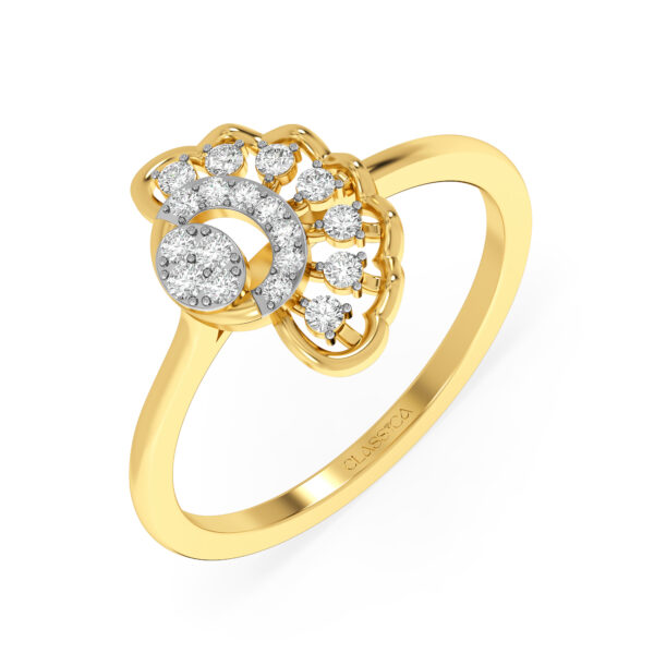 Half-Flower Motif Classic Diamond Ring