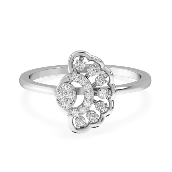 Half-Flower Motif Classic Diamond Ring