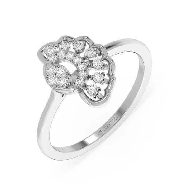 Half-Flower Motif Classic Diamond Ring
