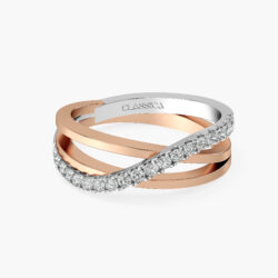 Dual Tone Crossover Diamond Ring.