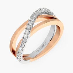 Dual Tone Crossover Diamond Ring.