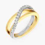 Dual Tone Crossover Diamond Ring.