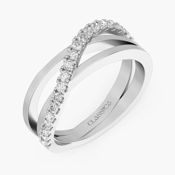 Dual Tone Crossover Diamond Ring.