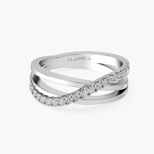 Dual Tone Crossover Diamond Ring.