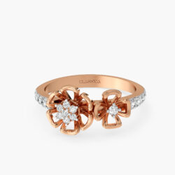 Twin floral diamond ring in rose Gold