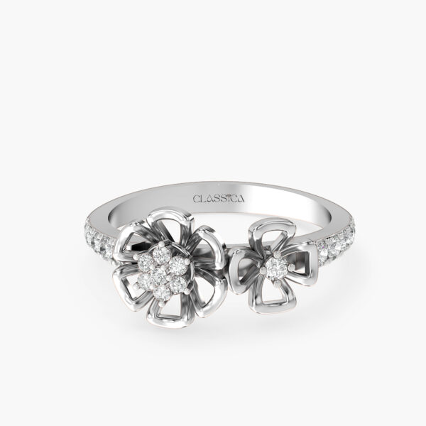 Twin floral diamond ring in rose Gold