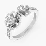 Twin floral diamond ring in rose Gold