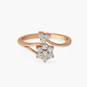 Elegant  rose gold floral diamond ring