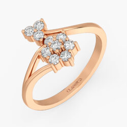 Elegant  rose gold floral diamond ring