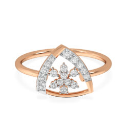 Triangle Petal Flower Diamond Ring