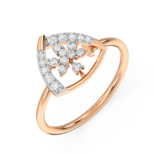 Triangle Petal Flower Diamond Ring