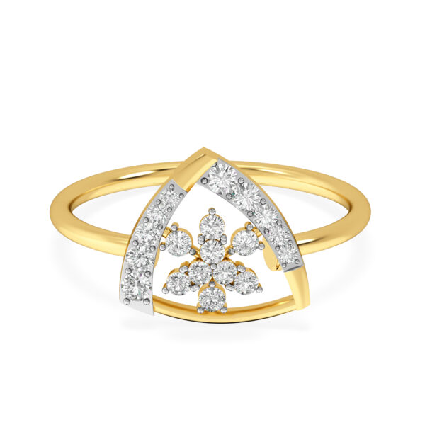 Triangle Petal Flower Diamond Ring