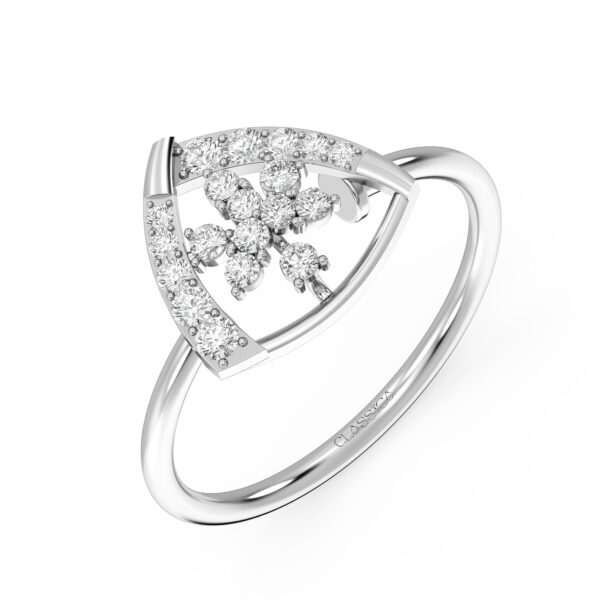 Triangle Petal Flower Diamond Ring