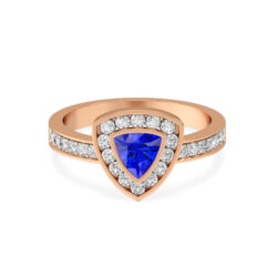 Sapphire Glow Triangle Diamond Ring