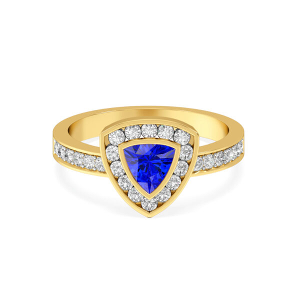 Sapphire Glow Triangle Diamond Ring