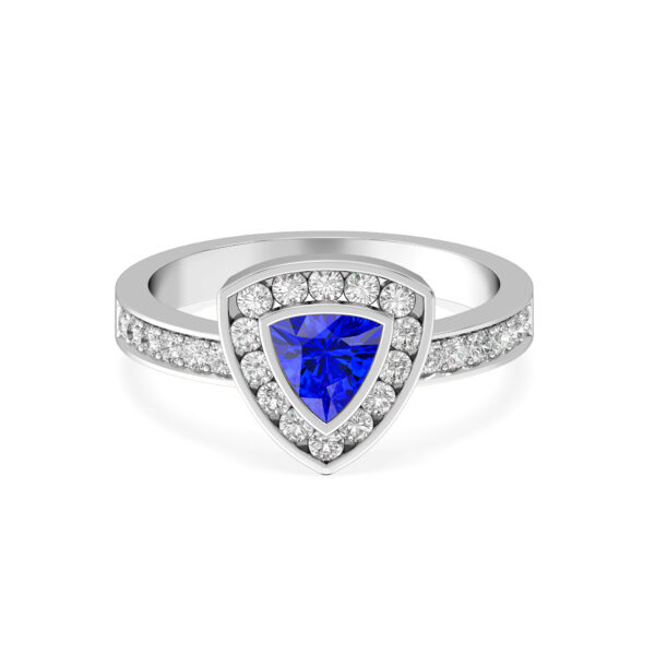 Sapphire Glow Triangle Diamond Ring