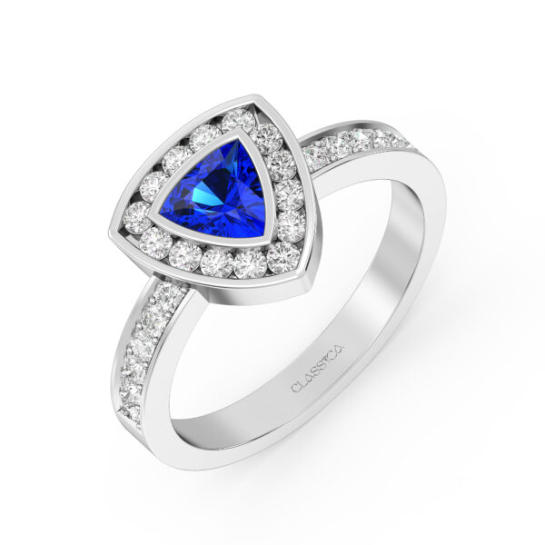 Sapphire Glow Triangle Diamond Ring