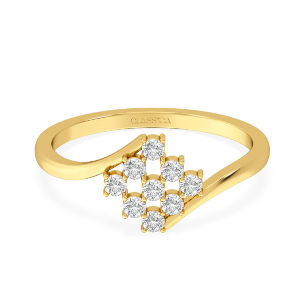 Royal Nine Diamond Square Ring