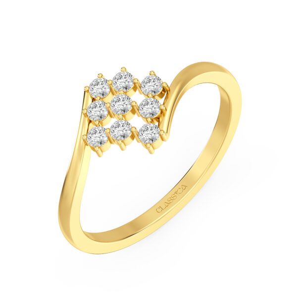 Royal Nine Diamond Square Ring