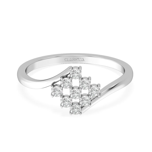 Royal Nine Diamond Square Ring
