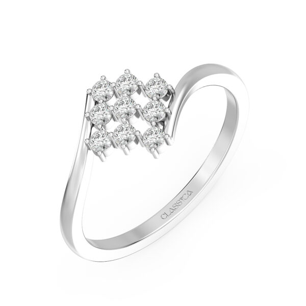 Royal Nine Diamond Square Ring