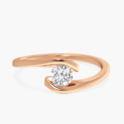 Twisted Gold Band With Solitaire Diamond