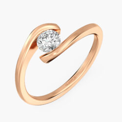 Twisted Gold Band With Solitaire Diamond