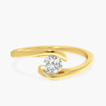 Twisted Gold Band With Solitaire Stone