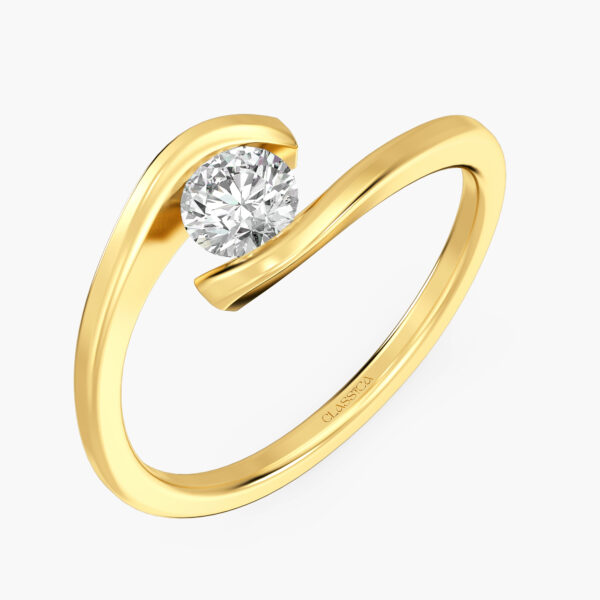 Twisted Gold Band With Solitaire Stone