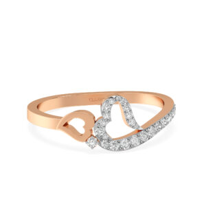 Rose Gold Heart Ring With Sparkling Stone