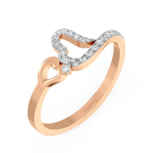 Rose Gold Heart Ring With Sparkling Stone