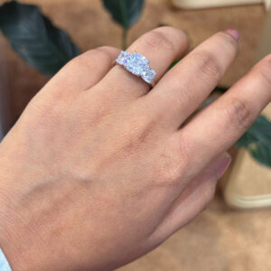 Three Stone Ring  In Silver