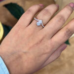 V Shaped Band Ring With Pear CZ