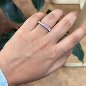 Classic Rose Gold Ring With 7 Round CZ And Silver