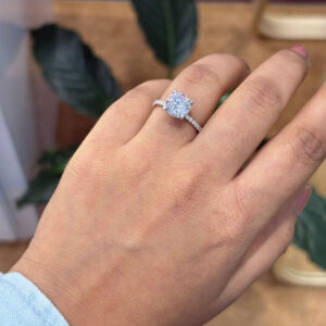 Luxury CZ Solitaire Silver Ring With Rose Gold Finish Band