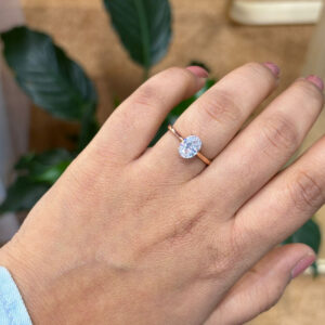 Rose Gold Finish With Oval Shape Solitaire Ring